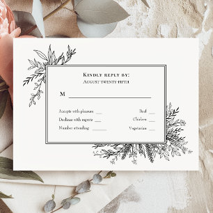 Monograma RSVP Boda de verde blanco y negro
