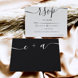 Monograma rsvp de boda blanca simple