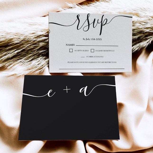 Monograma rsvp de boda blanca simple (Subido por el creador)