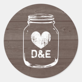 Monograma rústico frasco de masón pegatinas de bod