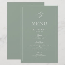 Monograma Sage Green Script Elegant Wedding Menu