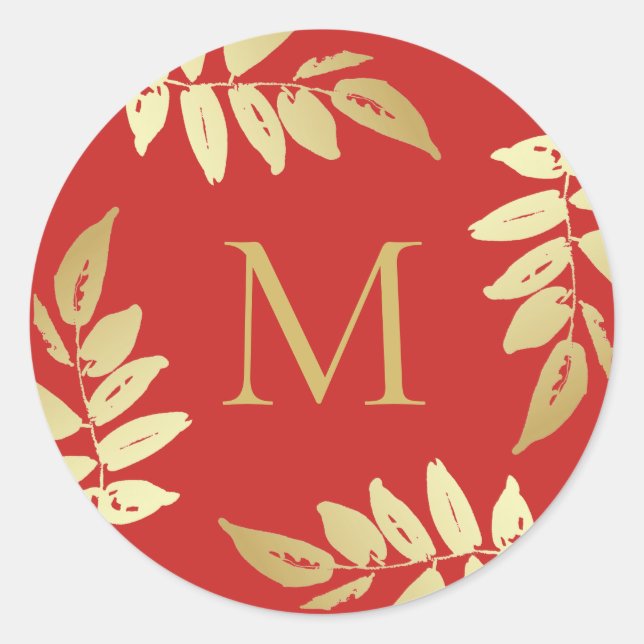 Monograma Sello para sobres de hojas botánicas de  (Anverso)