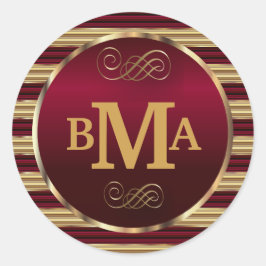 Monograma Sello para sobres rojo oscuro y oro