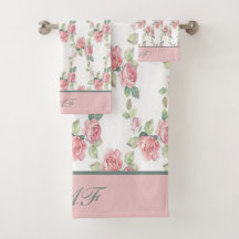Monograma Shabby Chic Rosa Floral