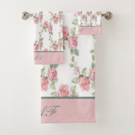 Monograma Shabby Chic Rosa Floral