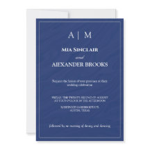 Monograma simple azul marino Tarjeta de invitación