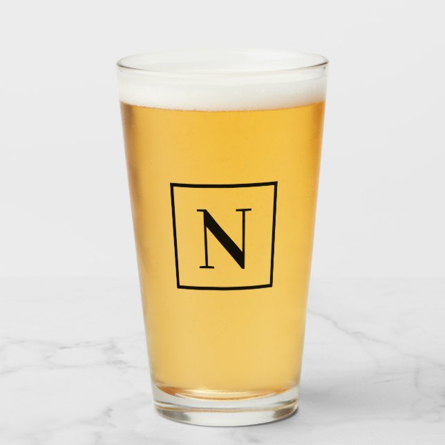 Monograma simple de borde cuadrado negro simple (Anverso (lleno))