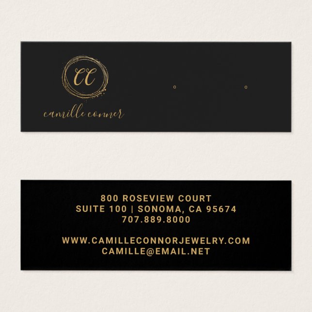 Monograma simple de oro Joyería Diseñador Stud Ear (Anverso y reverso)