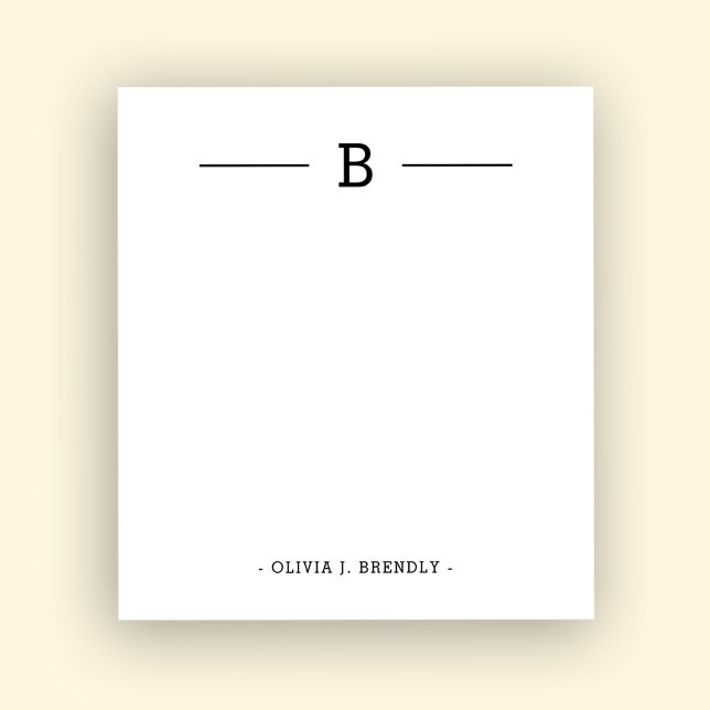 Monograma simple elegante Bloc de notas blanco neg (Subido por el creador)