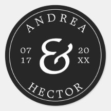 Monograma simple elegante Sello para sobres blanco