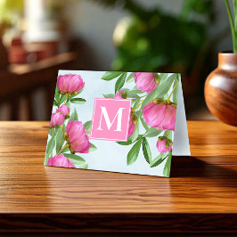 Monograma simple Personalizado floral rosa