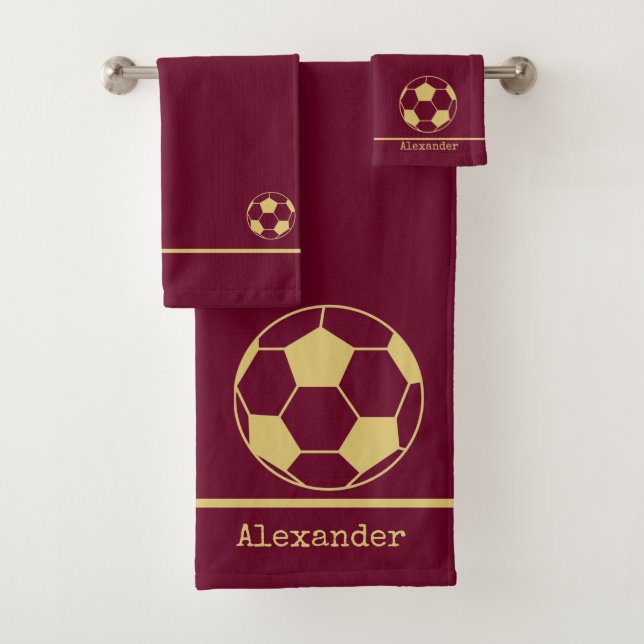 Monograma Soccer Football Gold Burgundy (In situ)