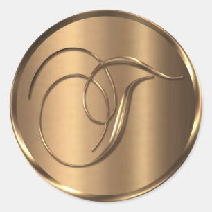 Monograma T Sello para sobres de bronce no METÁLIC