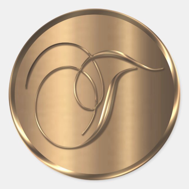 Monograma T Sello para sobres de bronce no METÁLIC (Anverso)
