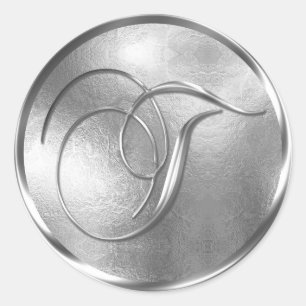 Monograma T Sello para sobres plateado no METÁLICO