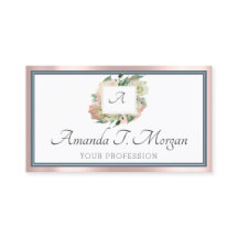 Monograma Tarjeta de cita Rosa Verdor Dusty Azul