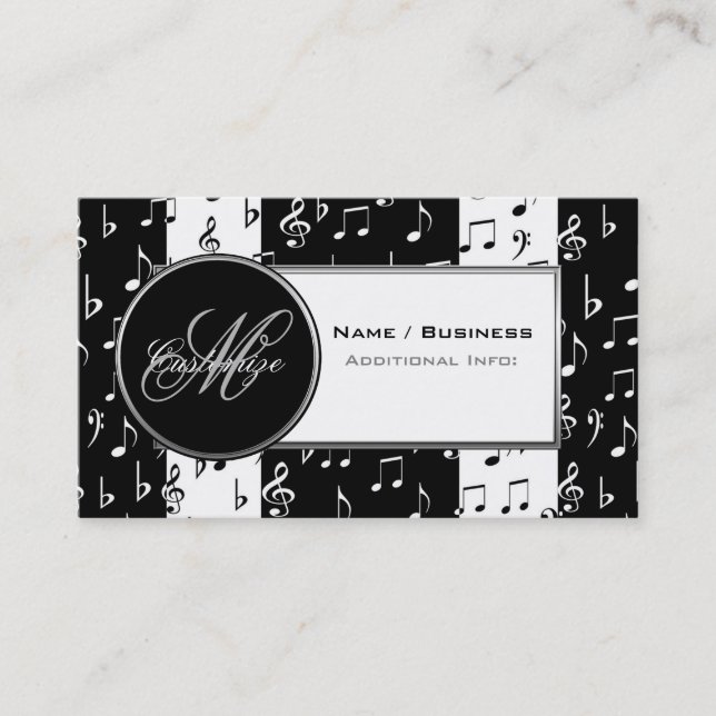 Monograma Tarjeta de presentación de música en bla (Anverso)