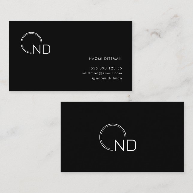 Monograma Tarjeta de presentación personal Minimal (Anverso / Reverso)