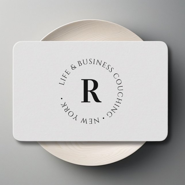 Monograma, tarjeta de visita gris mínima (Monogram, Minimum Gray Business Card)