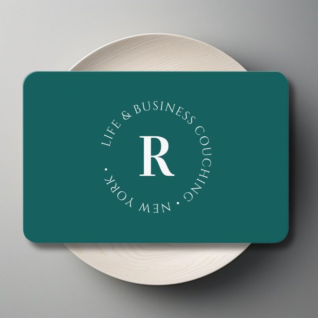 Monograma, tarjeta de visita verde mínima (Monogram, Minimum Green Business Business Card)
