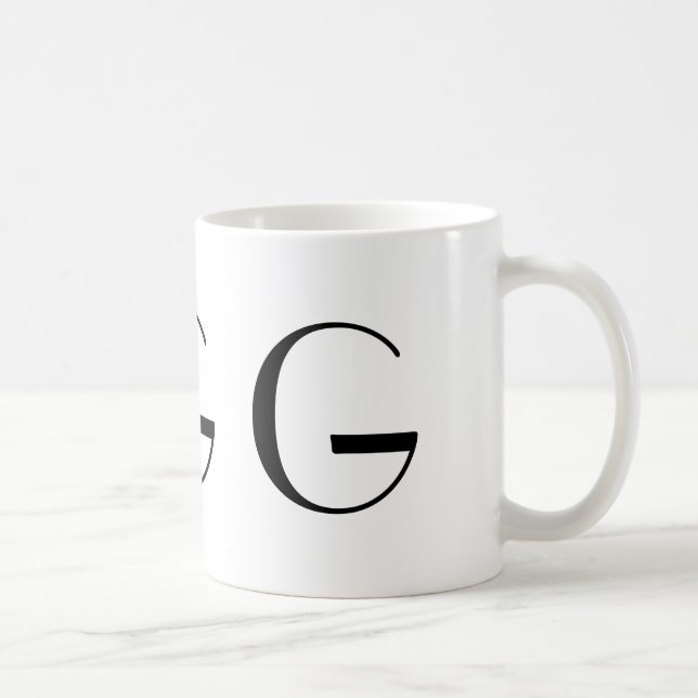 Monograma taza moderna negra y blanca de G inicial (Derecha)