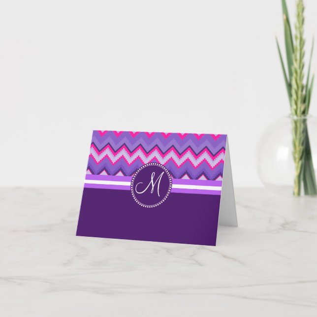 Monograma Trípoli Rosa Morado Chevron Zig Zags (Anverso)