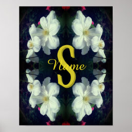 Monograma tu nombre con inicial Clematis Arte flor