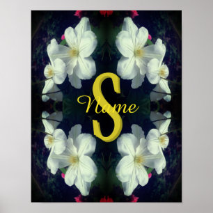 Monograma tu nombre con inicial Clematis Arte flor