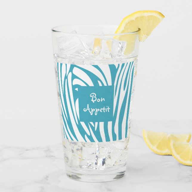 Monograma Turquoise Stried Zebra Pattern (Reverso (hielo))