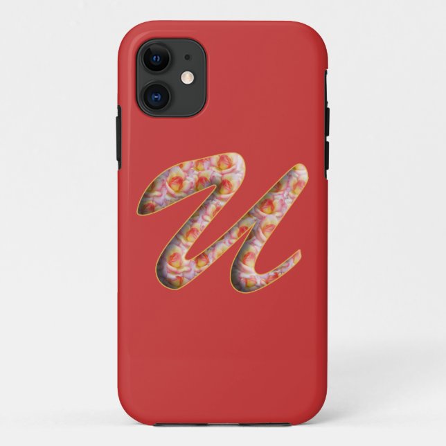 Monograma U en Rosas Patrón Iphone 5 Funda (Reverso)