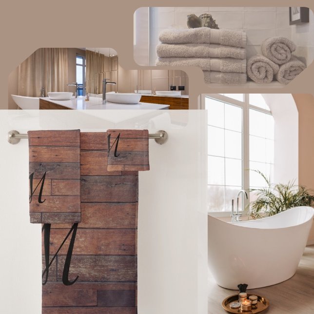 Monograma único de granjas rústicas para granjas (Country Modern Rustic Bathroom Towel )