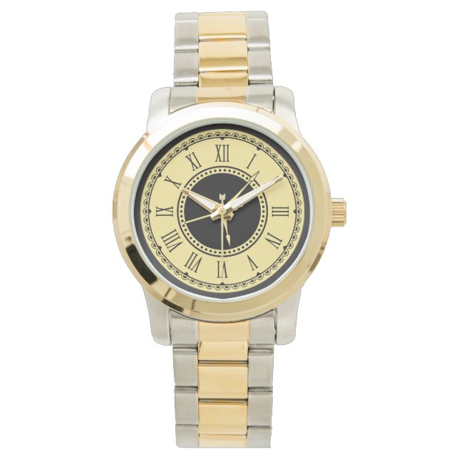 Monograma Unisex Dos Tones Reloj De Pulsera Sobred (Anverso)