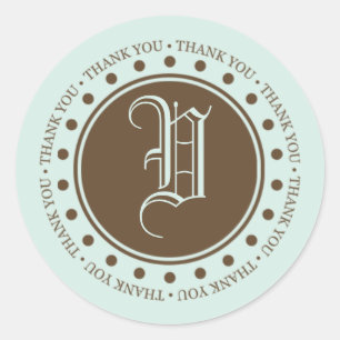 Monograma V Etiquetas De Agradecimiento Por Favor 