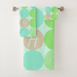 Monograma verde azul turquesa y círculo Naranja