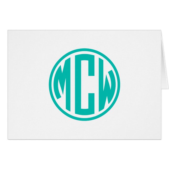 Monograma verde azulado de circulo preppy DIY BG (Anverso (Horizontal))