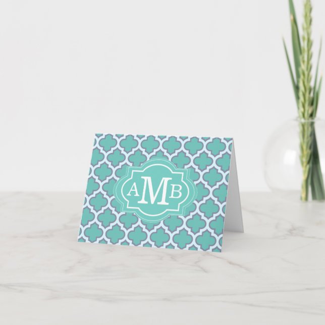 Monograma verde azulado elegante del personalizado (Anverso)