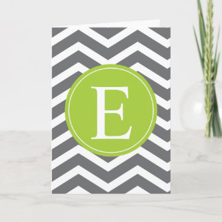Monograma verde Chevron blanco gris