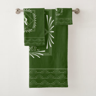Monograma verde de marco elegante