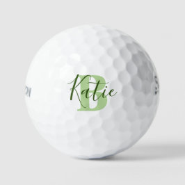 Monograma verde golf nombre pelotas de golf inicia