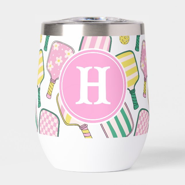 Monograma verde rosado precoz y pelota amarilla (Frente)