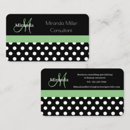 Monograma verde: tarjeta de visita Dot de Polka Bl