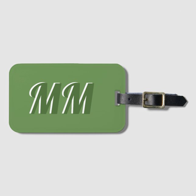 Monograma verde Vibrante Etiqueta inicial de equip (Anverso horizontal)