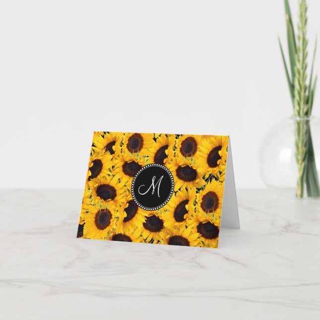 Monograma vibrante Hermoso Sunflowers Floral (Anverso)