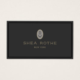 Monograma Vintage Profesional Elegante Negro