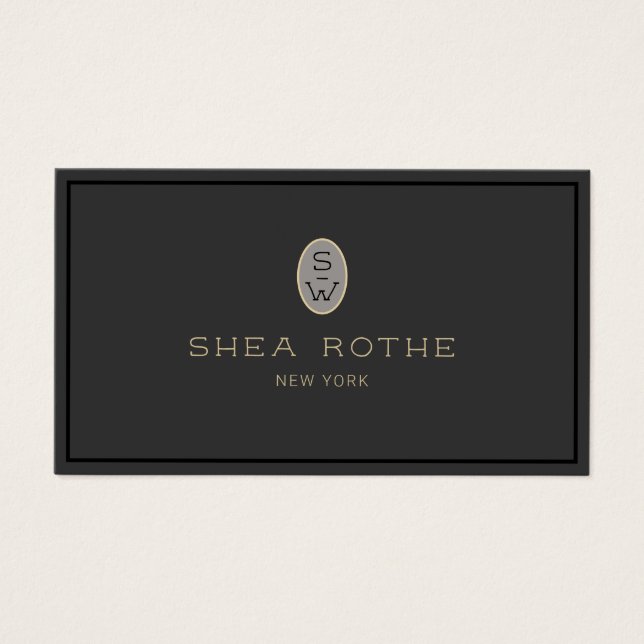 Monograma Vintage Profesional Elegante Negro (Frente)