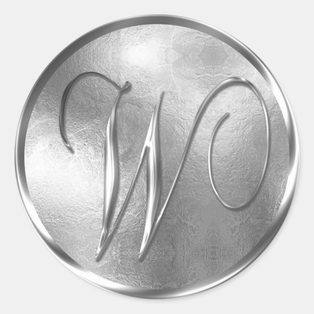 Monograma W Sello para sobres plateado no METÁLICO (Anverso)