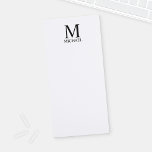 Monograma y Bloc de notas de nombres personalizado<br><div class="desc">El Monograma y Regalo de nombres personalizados incluye un monograma personalizado y un nombre con el estilo de letra serif clásico negro sobre fondo blanco. Perfecto como regalo de vacaciones,  regalo del día del padre y regalo para cualquier ocasión especial.</div>
