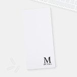 Monograma y Bloc de notas de nombres personalizado<br><div class="desc">El Monograma y Regalo de nombres personalizados incluye un monograma personalizado y un nombre con el estilo de letra serif clásico negro sobre fondo blanco. Perfecto como regalo de vacaciones,  regalo del día del padre y regalo para cualquier ocasión especial.</div>