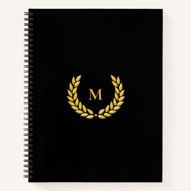Monograma y laurel en cuaderno negro (Anverso)