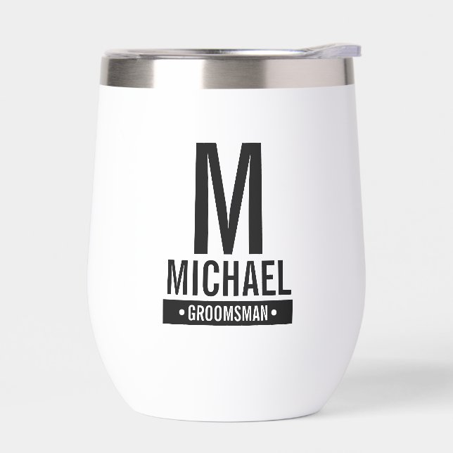 Monograma y nombre del Groomsman personalizado (Izquierdo)